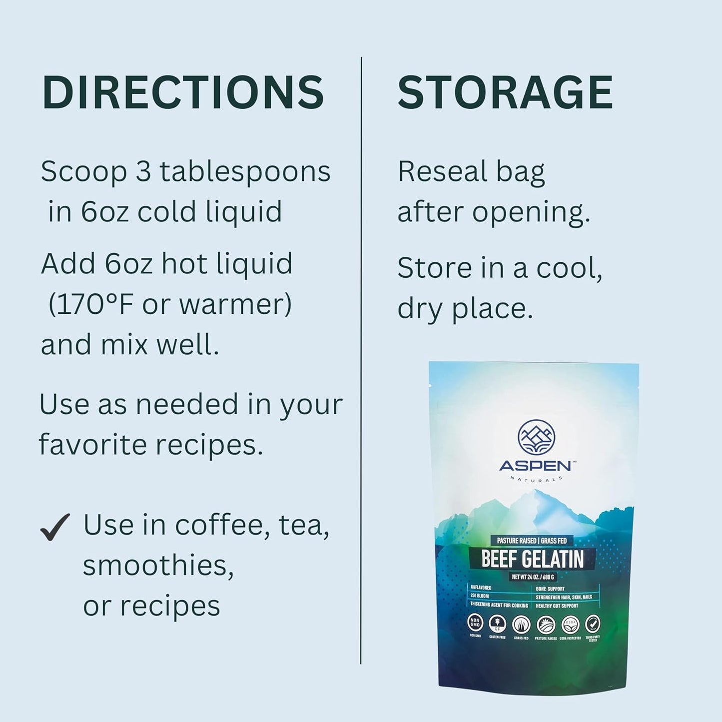 Beef Gelatin Powder Unflavored 24 Oz | Grass Fed, Pasture-Raised | Non-Gmo, Gluten-Free, Paleo-Friendly | Premium Culinary Gelatin | Cooking, Baking, Gummies, Marshmallows & More