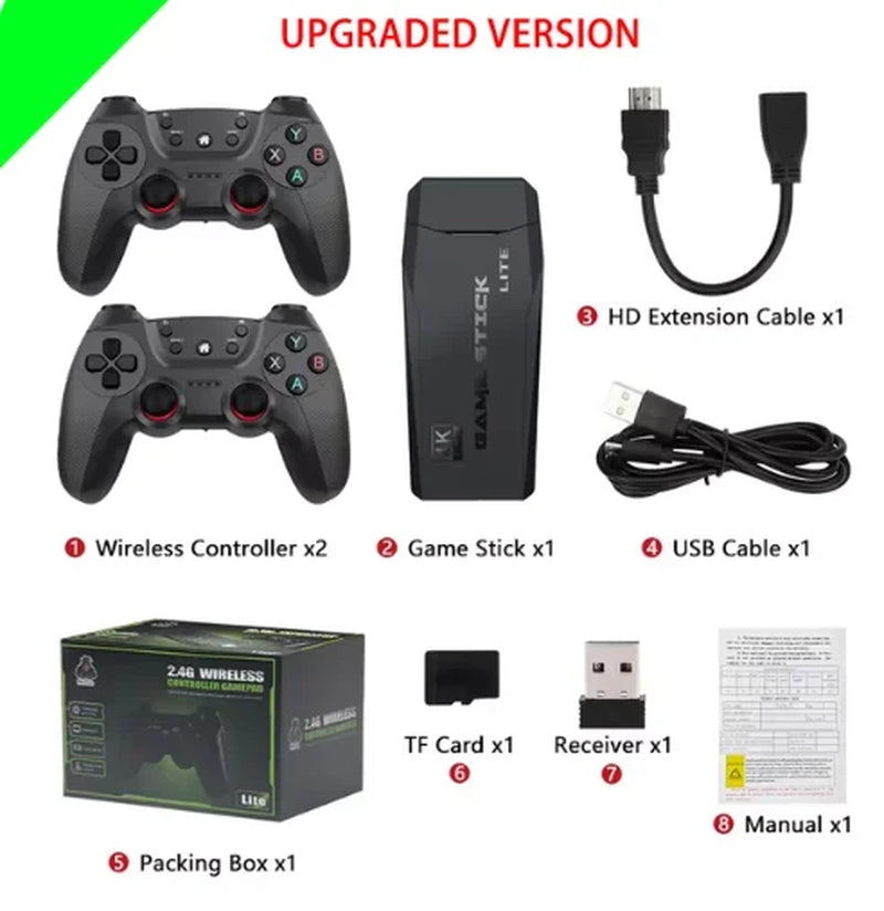 M8 Video Game Stick Video Game Stick Console Lite 4K Video Game M8 Console 64GB Double Wireless Controller Games Kid Xmas Gift