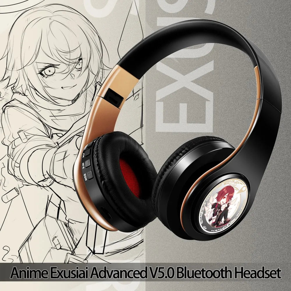 Wireless Silent Disco Headphone Anime Arknights Exusiai Stereo Bluetooth Headphone for Playing Games Sport Earphone with Mic