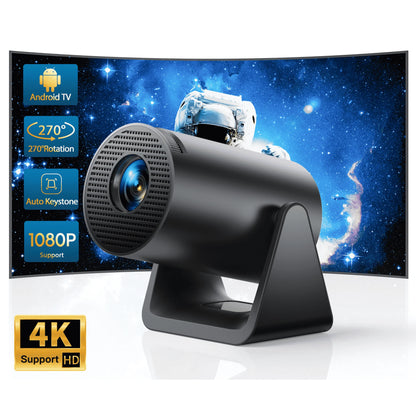 [270° Rotatable & Auto Keystone] Mini Projector with Wifi6 and Bluetooth, 1080P FHD Support 4K, 300 ANSI Outdoor Portable Projector, Built-In Apps