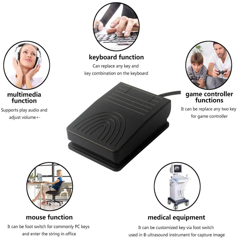 USB Foot Pedal Keyboard Switcher for HID PC Computer Office USB Action Control Customized Media Key Function Mouse PC Games