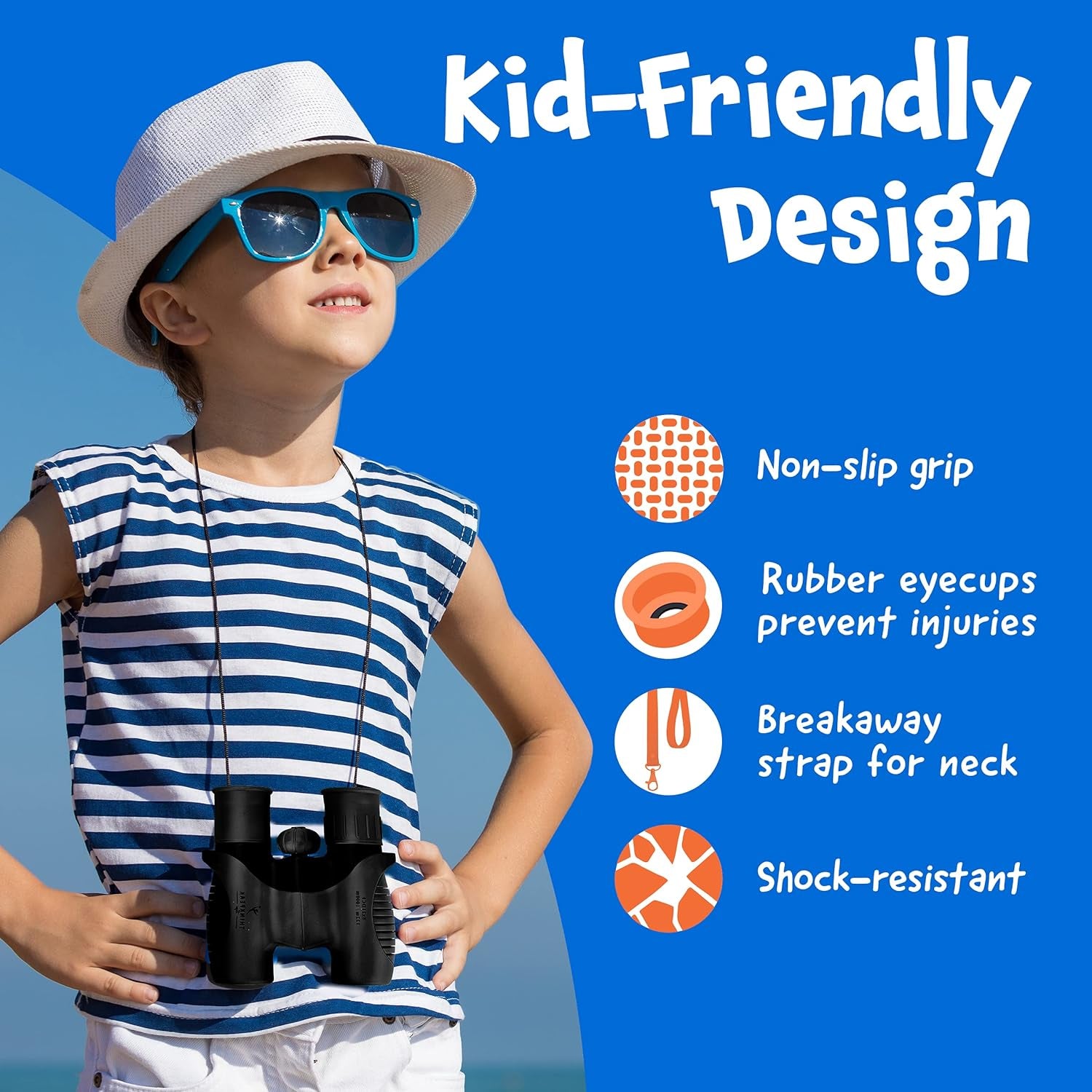 Think Peak Black Binoculars Science Toy for Kids Ages 4-8 Years - Real Compact Outdoor Adventure & STEM Educational Nature Hiking Explorer for Bird Watching, Camping Children’S Birthday Gift
