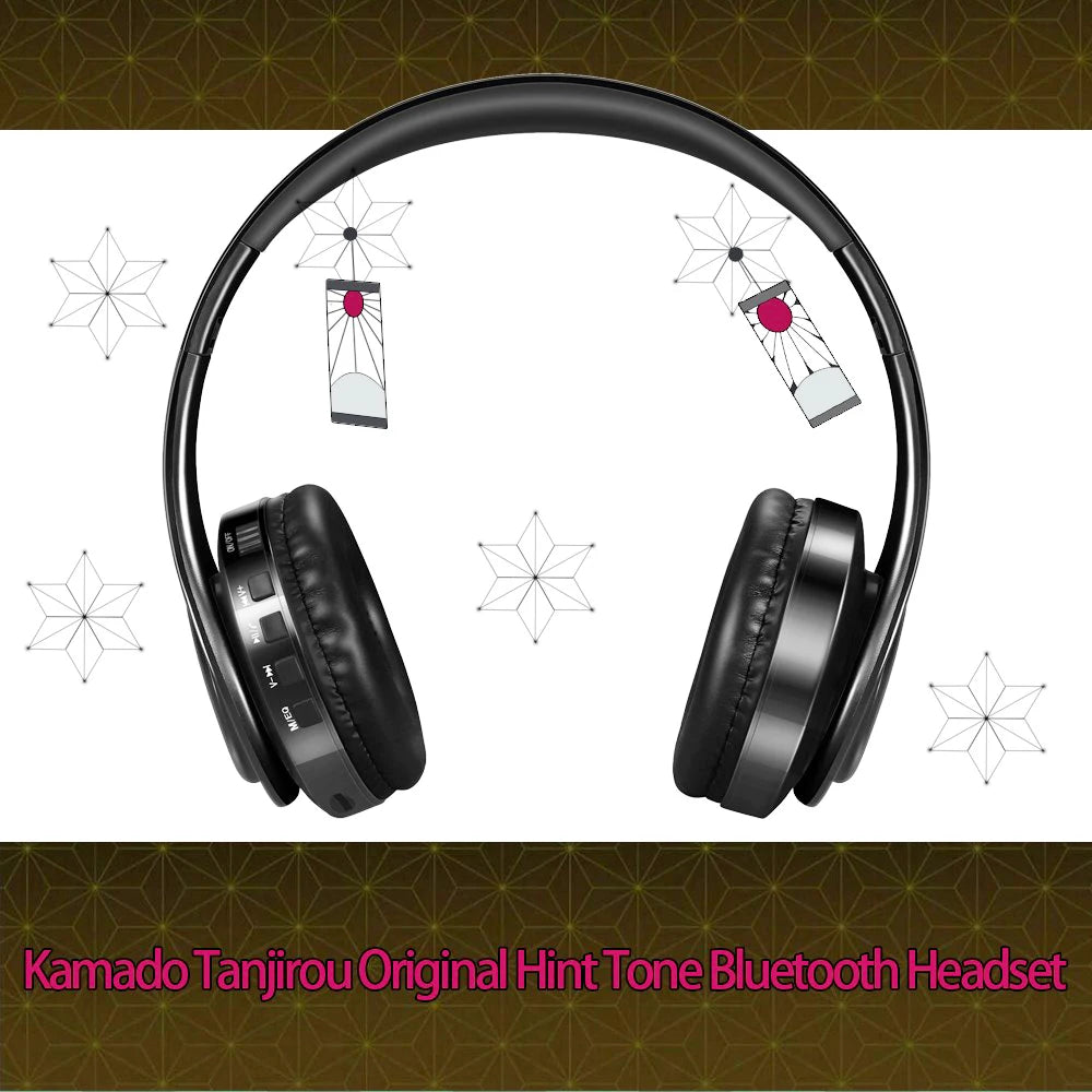HOT Japan Anime Headphone Demon Slayer Kimetsu Kamado Tanjirou Bluetooth Headset V5.0 Cosplay 2D Fold Stereo Wireless Earphone