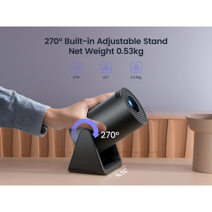 [270° Rotatable & Auto Keystone] Mini Projector with Wifi6 and Bluetooth, 1080P FHD Support 4K, 300 ANSI Outdoor Portable Projector, Built-In Apps