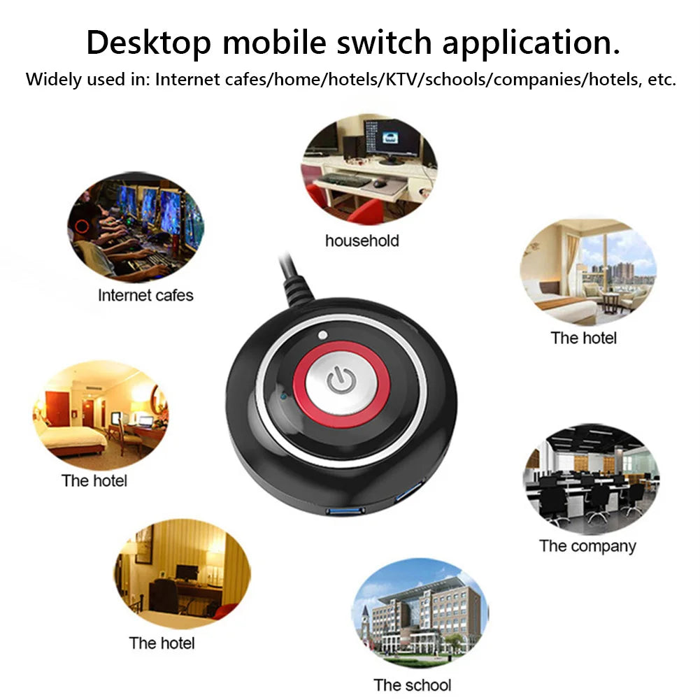 1.6M PC Power Button Switch Portable Desktop Computer Switch with Extension Cord PC On/Off Reset Push Button Power Supply