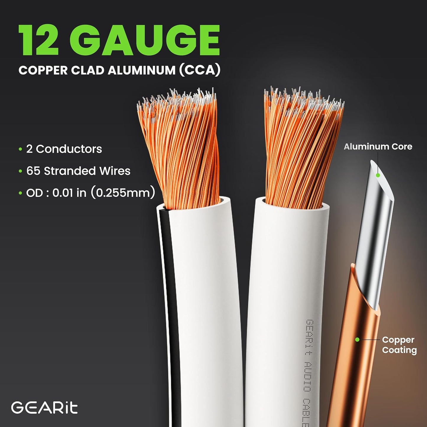 12AWG Speaker Wire,  Pro Series 12 AWG Gauge Speaker Wire Cable (50 Feet / 15.24 Meters) Great Use for Home Theater Speakers and Car Speakers White