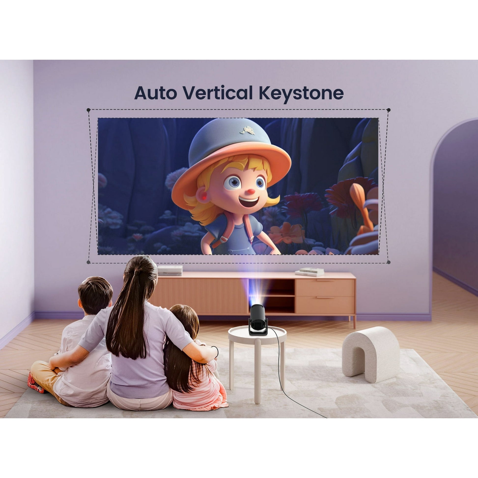 [270° Rotatable & Auto Keystone] Mini Projector with Wifi6 and Bluetooth, 1080P FHD Support 4K, 300 ANSI Outdoor Portable Projector, Built-In Apps