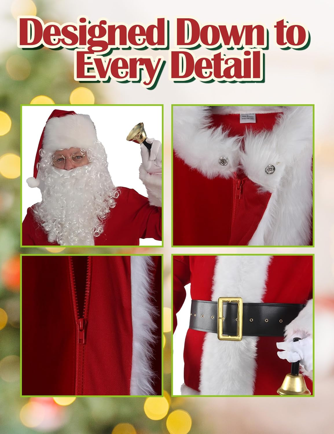 Men'S Deluxe Santa Suit 11Pc. Christmas Ultra Velvet Adult Santa Claus Costume