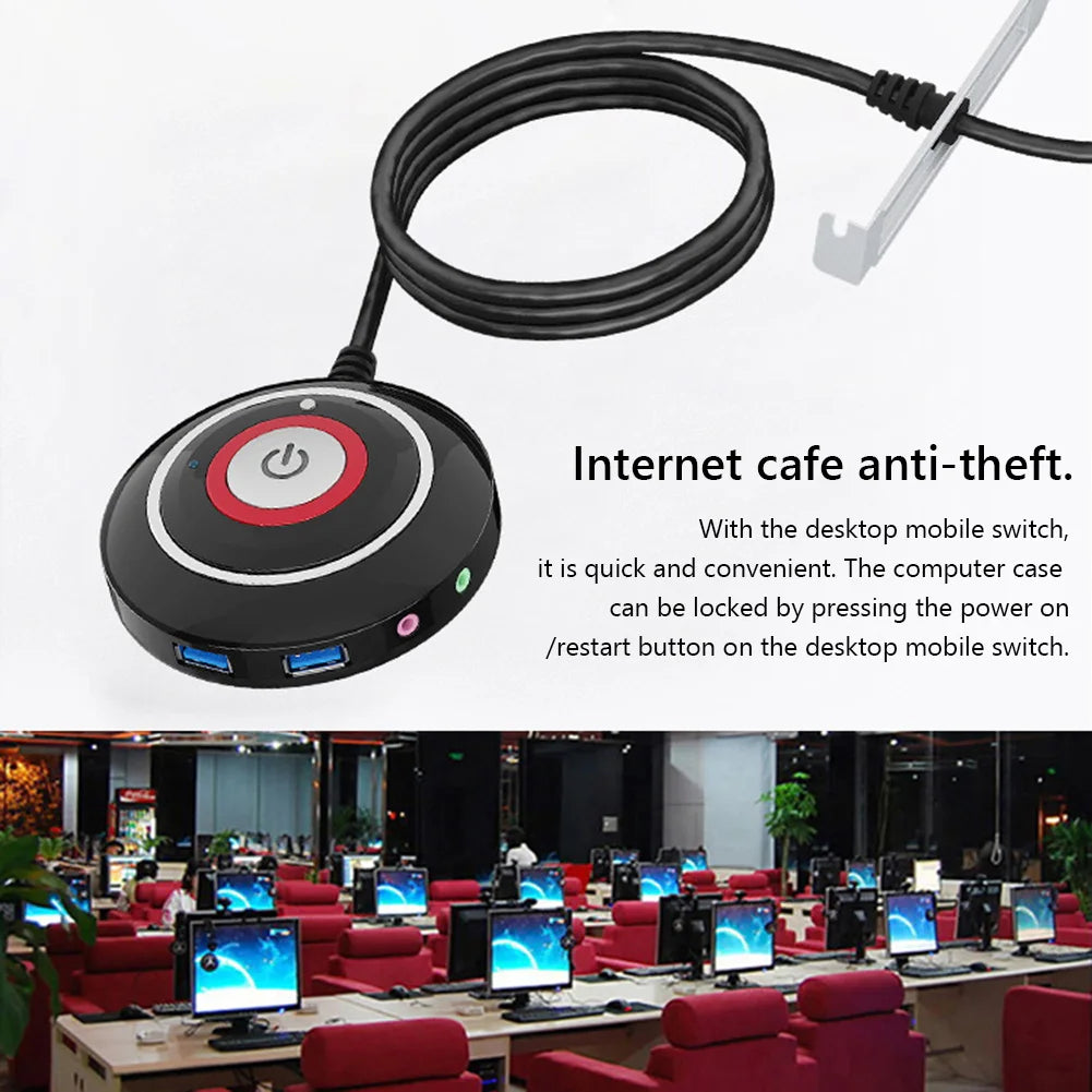 1.6M PC Power Button Switch Portable Desktop Computer Switch with Extension Cord PC On/Off Reset Push Button Power Supply