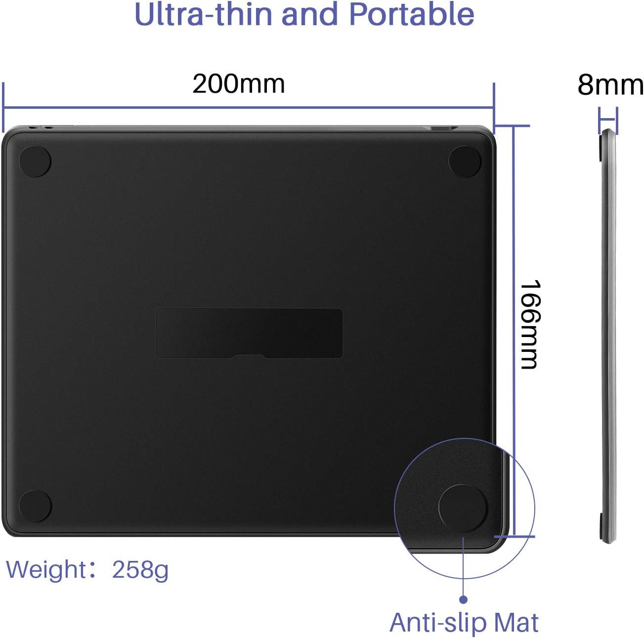 HS64 Graphics Drawing Tablet Android Support Pen Tablet, 6X4 Inch Digital Graphics Tablet with Battery-Free Stylus 8192 Pressure Sensitivity 4 Press Keys for Beginner, Extra 10 Pen Nibs Included