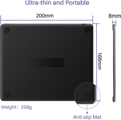 HS64 Graphics Drawing Tablet Android Support Pen Tablet, 6X4 Inch Digital Graphics Tablet with Battery-Free Stylus 8192 Pressure Sensitivity 4 Press Keys for Beginner, Extra 10 Pen Nibs Included