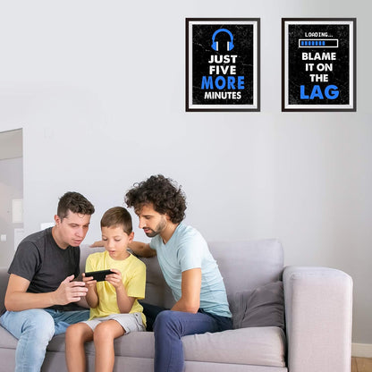 Video Game Decor Set of 4 (8”X10”), Game Room Decor, Video Game Art Gift, Video Game Print, Video Game Poster, No Frames, Blue