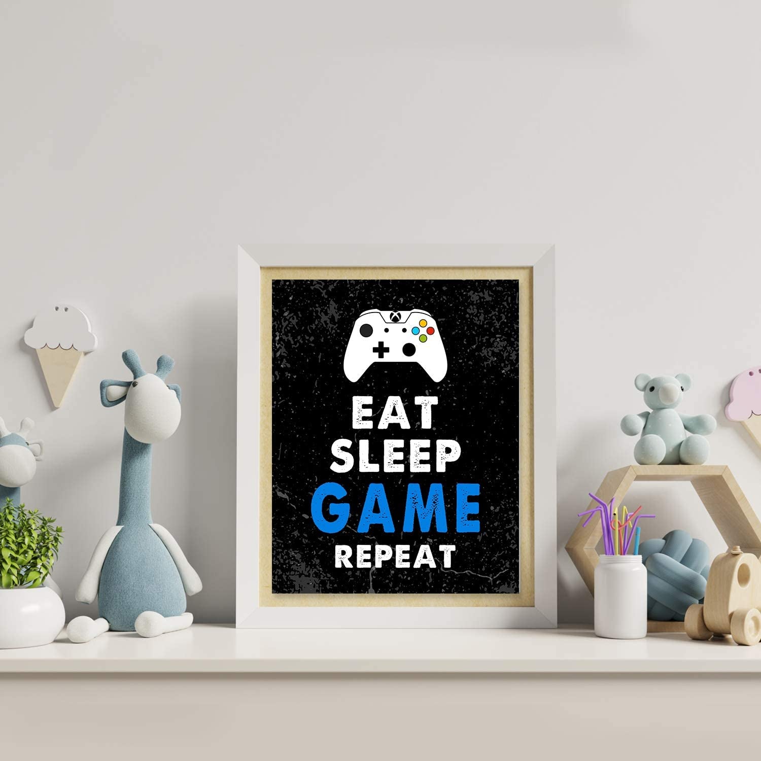 Set of 4 Video Game Decor (8'X10'), Boys Room Decorations for Bedroom & Game Room, Art Gift & Poster, No Frames