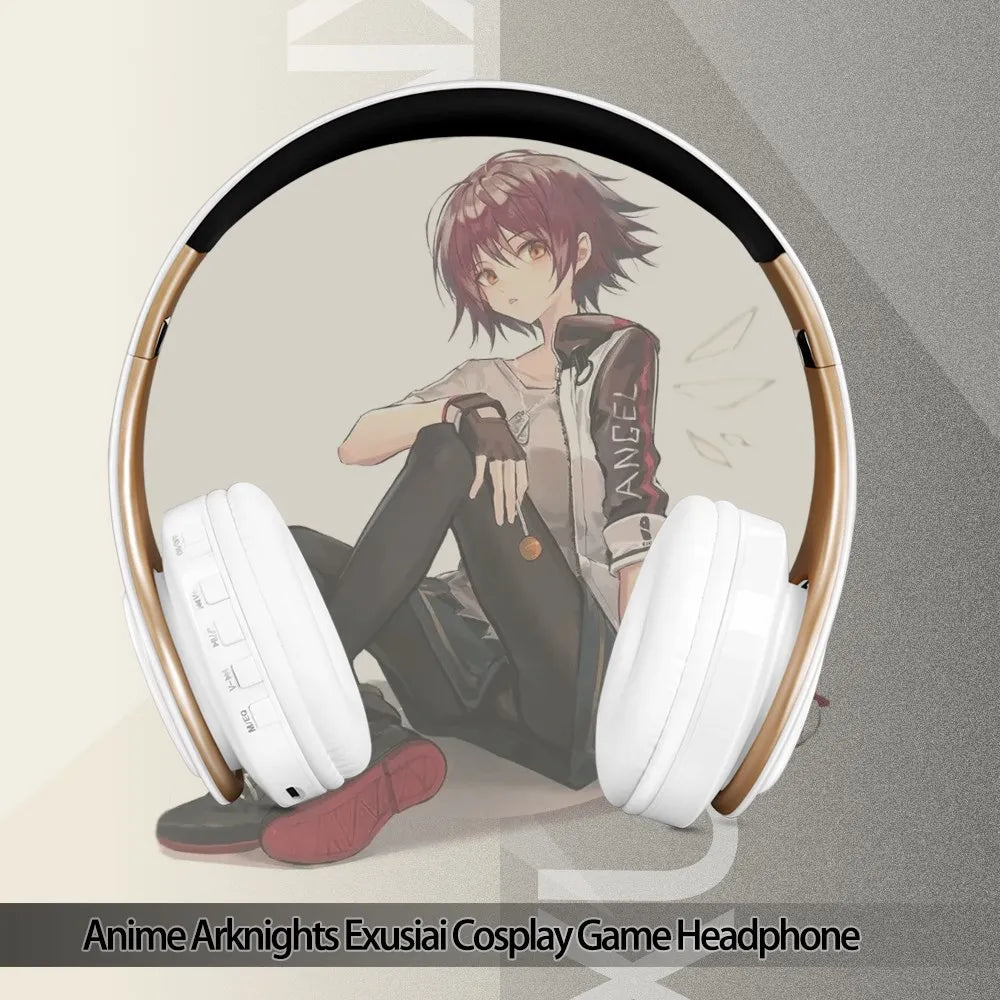 Wireless Silent Disco Headphone Anime Arknights Exusiai Stereo Bluetooth Headphone for Playing Games Sport Earphone with Mic
