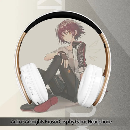Wireless Silent Disco Headphone Anime Arknights Exusiai Stereo Bluetooth Headphone for Playing Games Sport Earphone with Mic