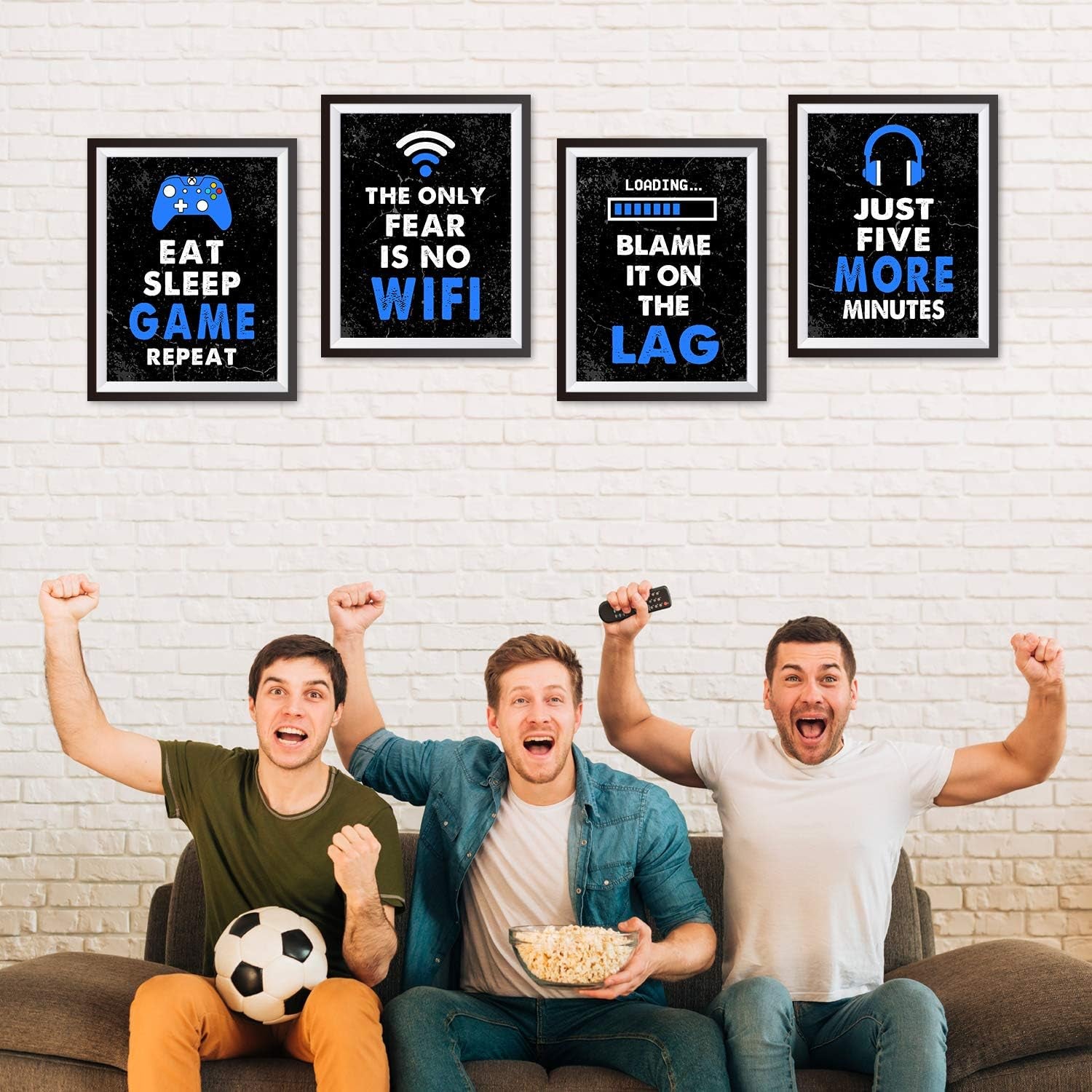 Video Game Decor Set of 4 (8”X10”), Game Room Decor, Video Game Art Gift, Video Game Print, Video Game Poster, No Frames, Blue