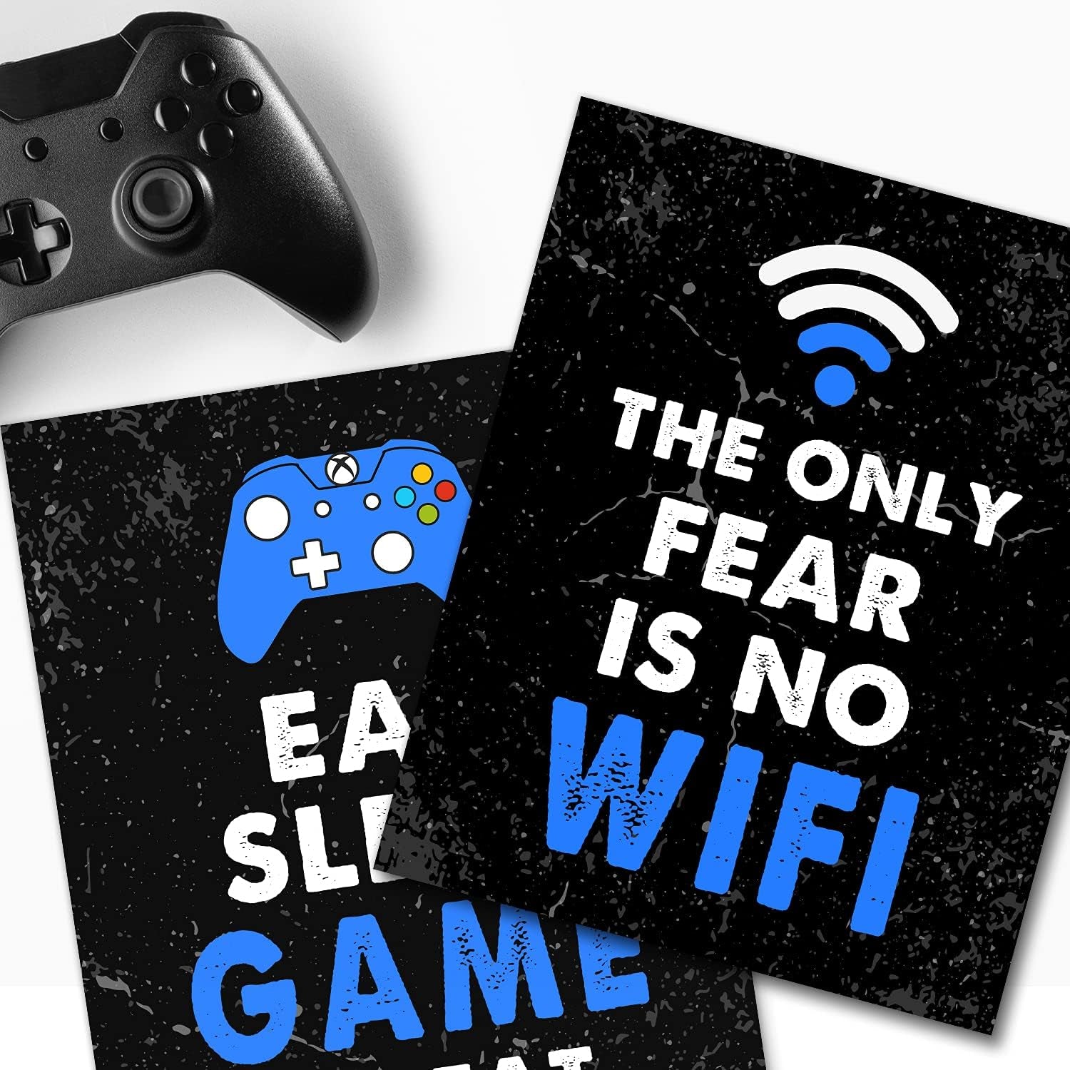Video Game Decor Set of 4 (8”X10”), Game Room Decor, Video Game Art Gift, Video Game Print, Video Game Poster, No Frames, Blue